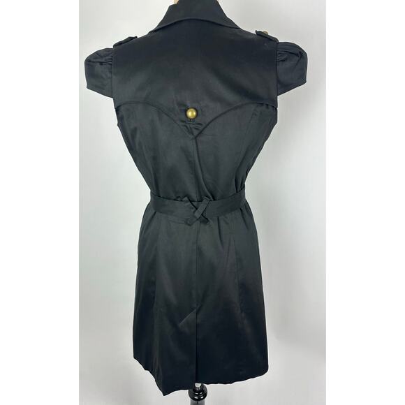 NWT Voom by Joy Han Size Medium Black Cotton Canvas Trench Coat Steampunk Y2K - Picture 6 of 14